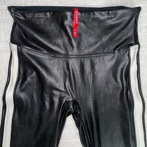 NEW SPANX Faux Leather Side Stripe Leggings